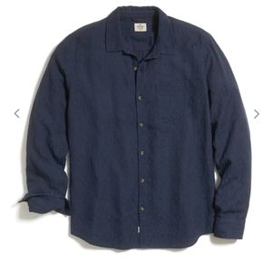 Marine Layer - Theo textured cotton button down in vintage indigo - MSRP $128